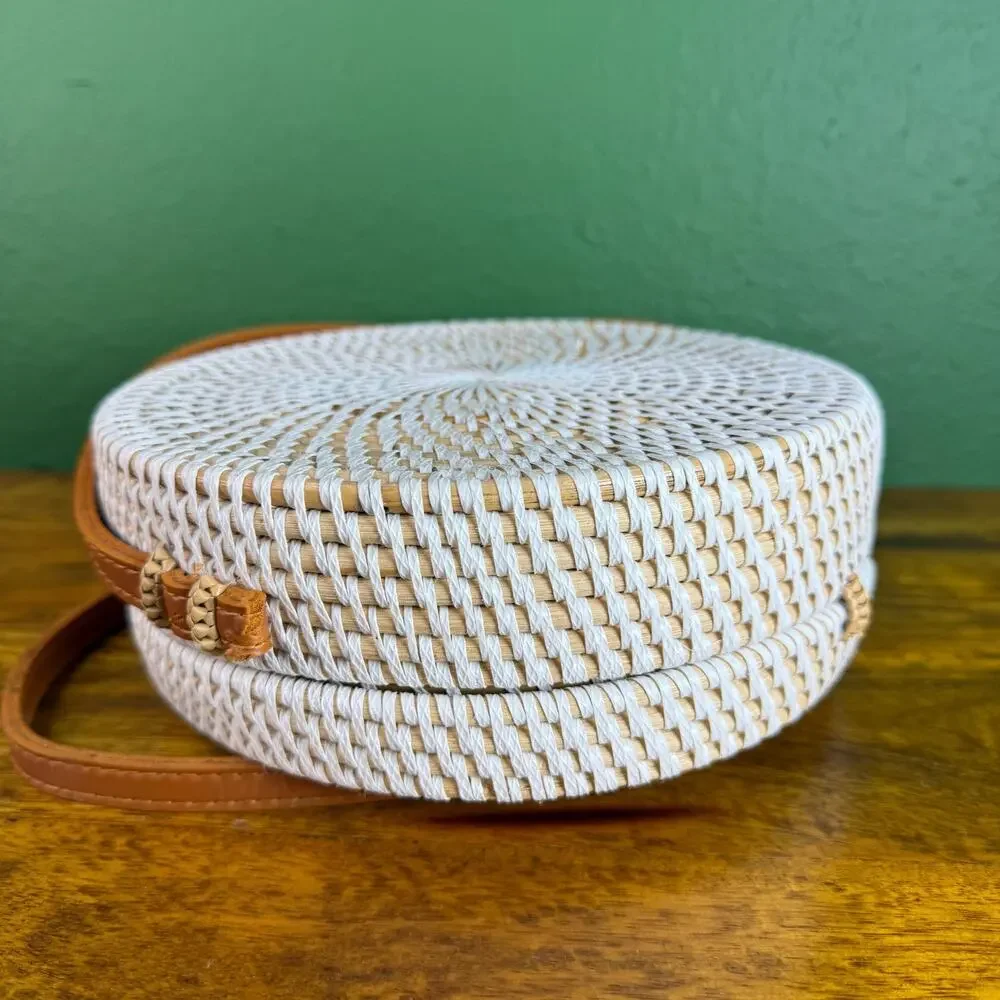 Vintage Round Rattan Bag Bali Boho Crossbody